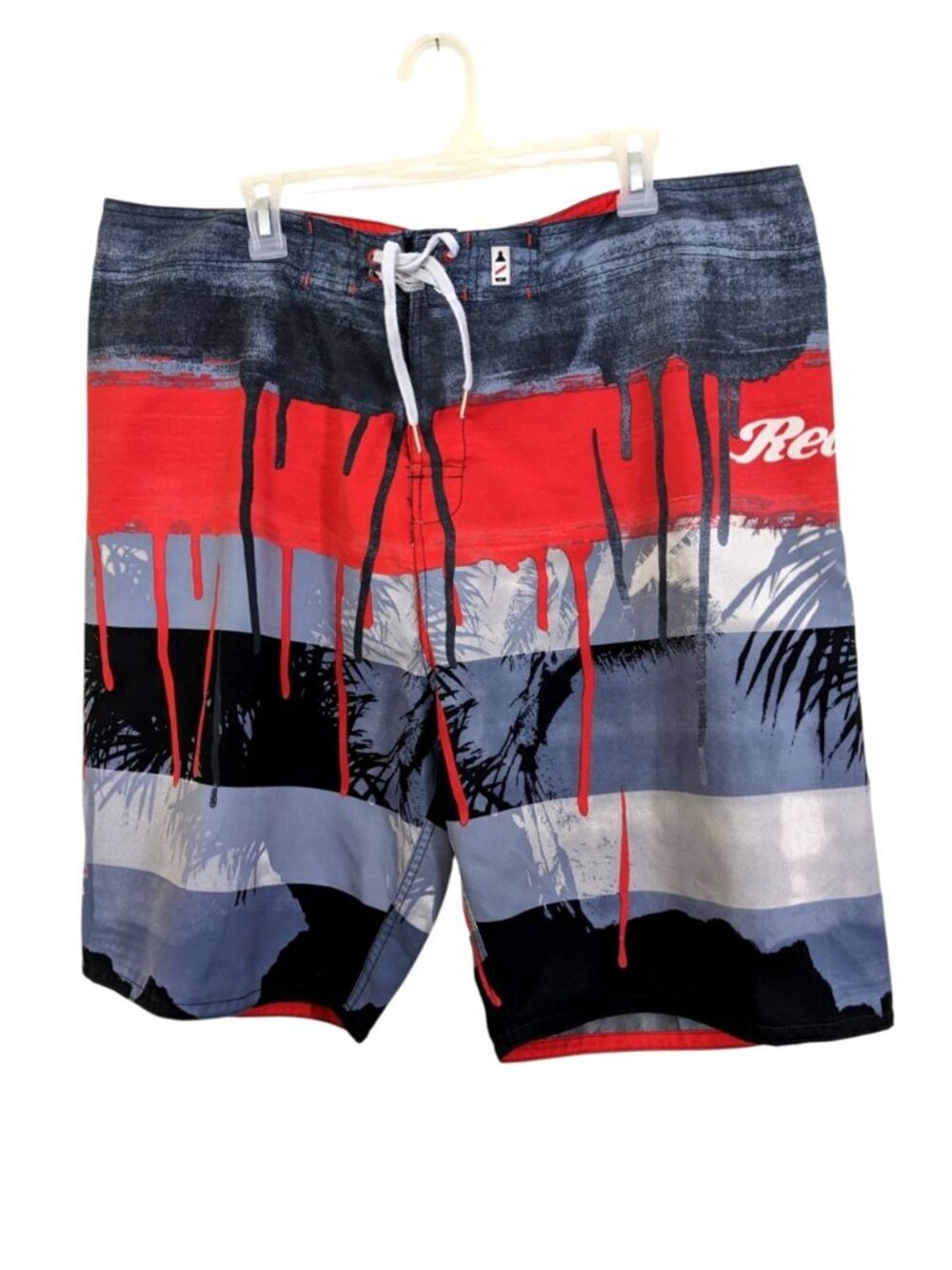 Vintage Red Stripe Swim Trunks Shorts Mens 2XL Spell Out Graphics Jamaica Beer